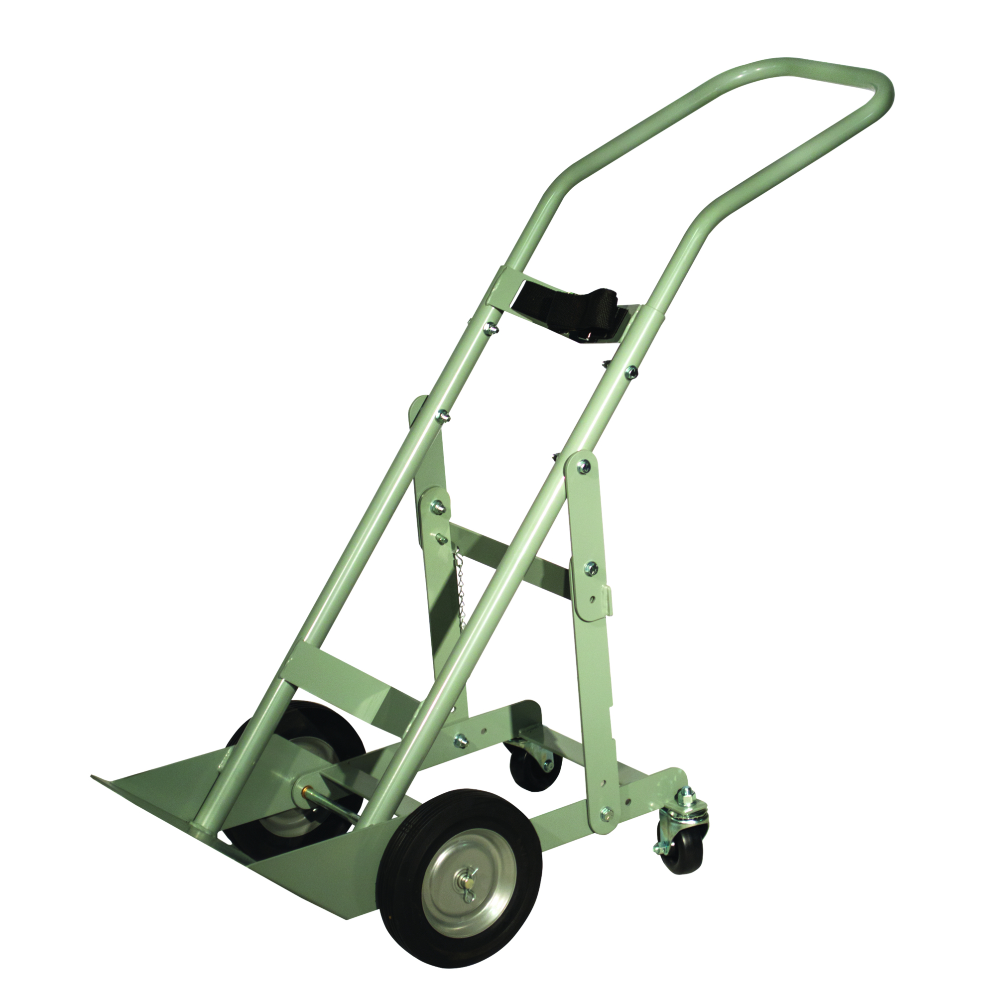 Justrite Single Cylinder Hand Truck — 8in. Semi-Pneumatic Wheels, Rear Casters, Model# 35004